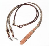 Leather Romal Reins with Rawhide Buttons