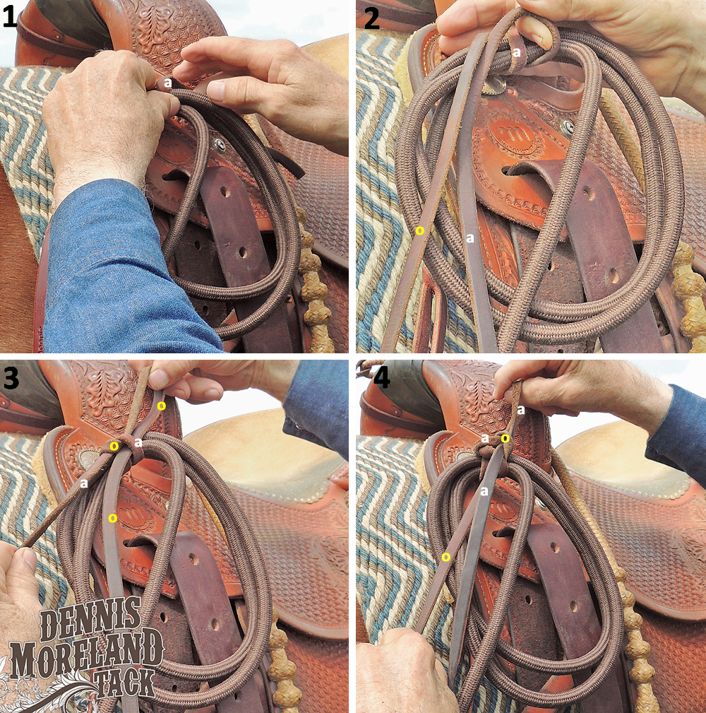 Tying mecate to saddle