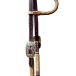 Double Buckle Headstall with Rawhide, Black Ring Knots & Mincer buckles