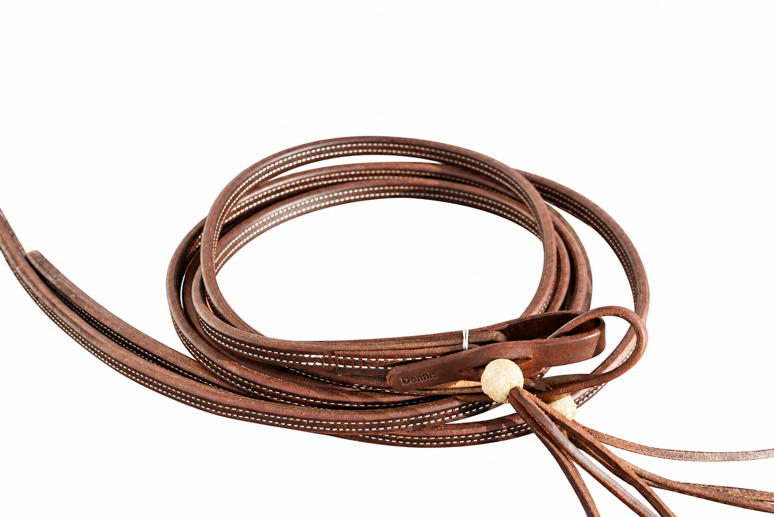 5/8" Latigo on Latigo Split Reins with Rawhide Ball